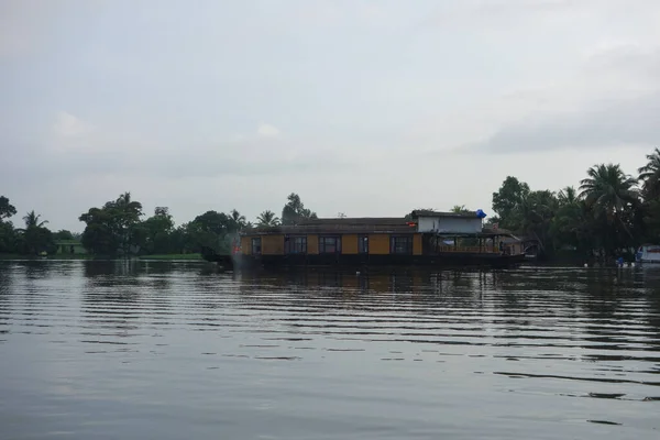 Réseau Lagunes Saumâtres Lacs Canaux Rivières Kerala Inde — Photo