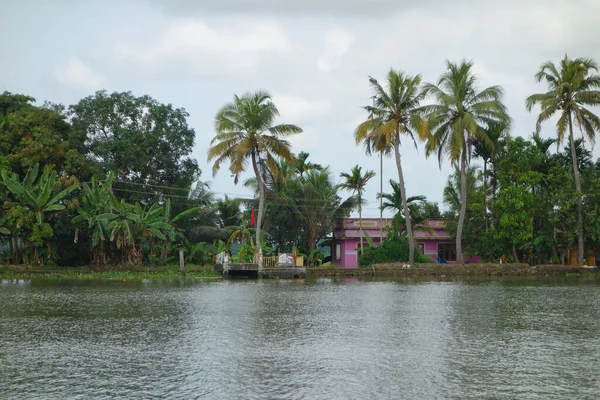 Backwaters Nätverk Bräckta Laguner Sjöar Kanaler Och Floder Kerala Indien — Stockfoto