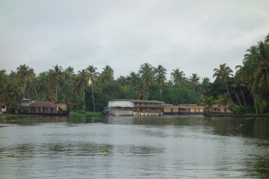 Hindistan, Kerala 'daki tuzlu su gölleri, göller, kanallar ve nehirlerden oluşan durgun bir ağ.