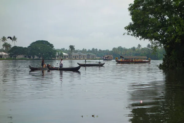 Kerala India Circa Říjen 2017 Odlehlá Síť Brakických Lagun Jezer — Stock fotografie