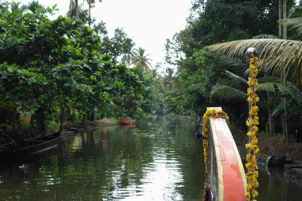 Backwater Síť Brackish Laguny Jezera Kanály Řeky Kerala Indie — Stock fotografie