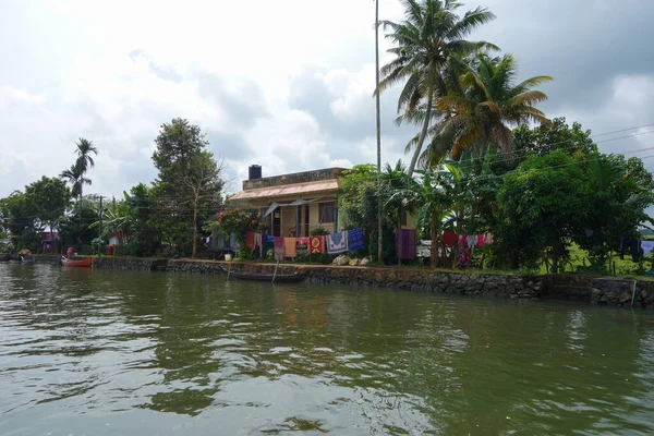 Kerala India Circa 2017年10月 汽水ラグーン 川の背水ネットワーク — ストック写真