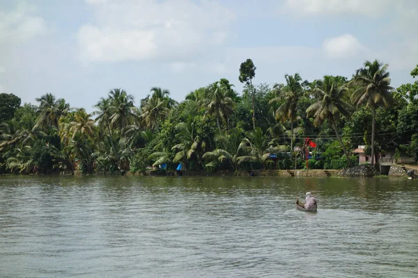 Kerala India Circa Říjen 2017 Odlehlá Síť Brakických Lagun Jezer — Stock fotografie