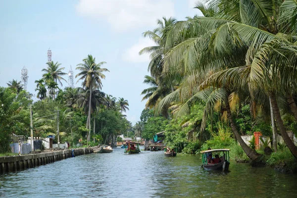 Kerala India Circa October 2017 Sós Lagúnák Tavak Csatornák Folyók — Stock Fotó