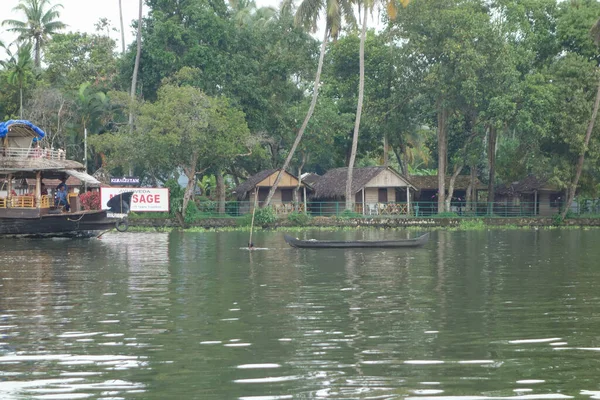 Kerala India Circa Říjen 2017 Odlehlá Síť Brakických Lagun Jezer — Stock fotografie