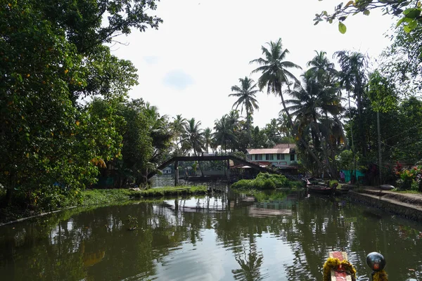 Kerala India Circa Říjen 2017 Odlehlá Síť Brakických Lagun Jezer — Stock fotografie