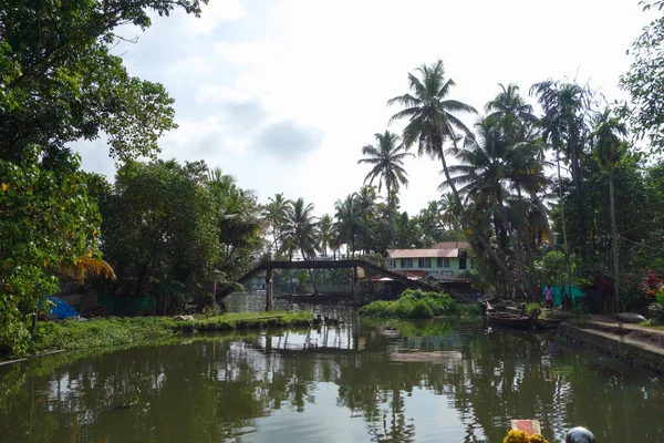 Kerala India Circa October 2017 Sós Lagúnák Tavak Csatornák Folyók — Stock Fotó