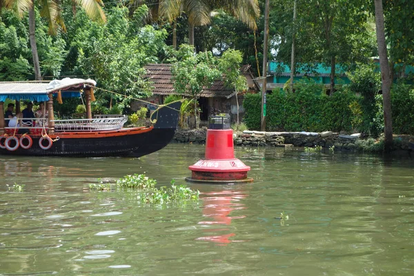 Kerala India Circa Październik 2017 Rozlewiska Sieci Słonawych Lagun Jezior — Zdjęcie stockowe