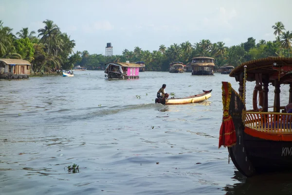 Kerala India Circa Říjen 2017 Odlehlá Síť Brakických Lagun Jezer — Stock fotografie