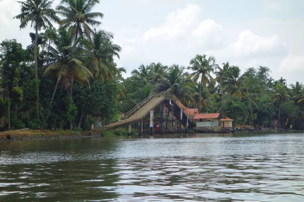 Kerala India Circa Październik 2017 Rozlewiska Sieci Słonawych Lagun Jezior — Zdjęcie stockowe