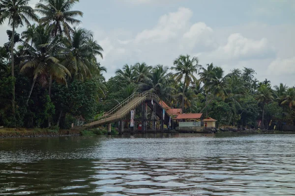 Kerala India Circa Říjen 2017 Odlehlá Síť Brakických Lagun Jezer — Stock fotografie