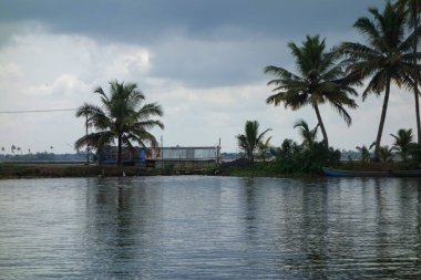 Hindistan, Kerala 'daki tuzlu su gölleri, göller, kanallar ve nehirlerden oluşan durgun bir ağ.