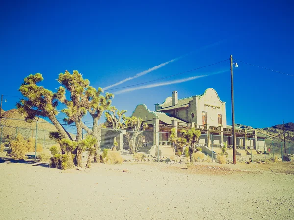 Retro look Railway station ruins in Rhyolite — Stock Photo, Image