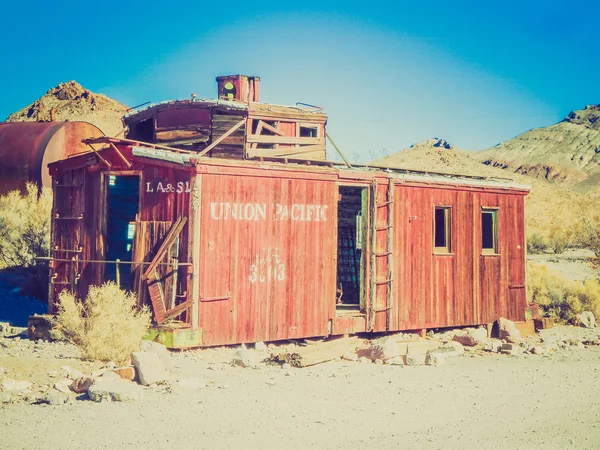 ดูย้อนหลัง Caboose ใน Rhyolite Nevada — ภาพถ่ายสต็อก