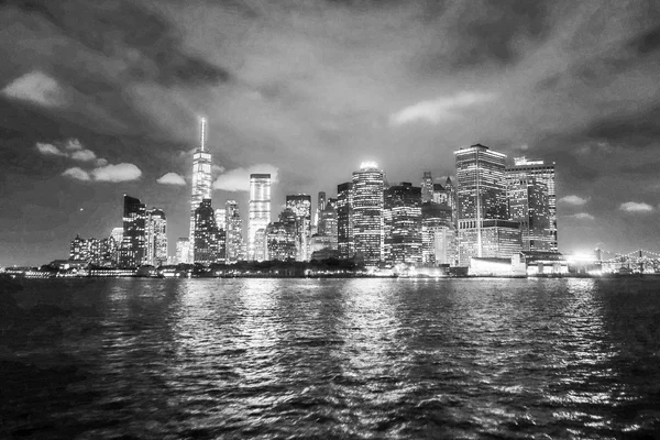 Vista de Manhattan à noite — Fotografia de Stock