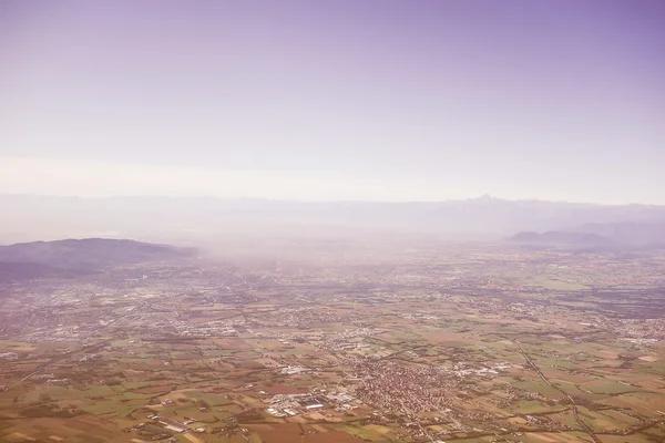 Retro kijkend vanuit de lucht uitzicht op Turijn — Stockfoto