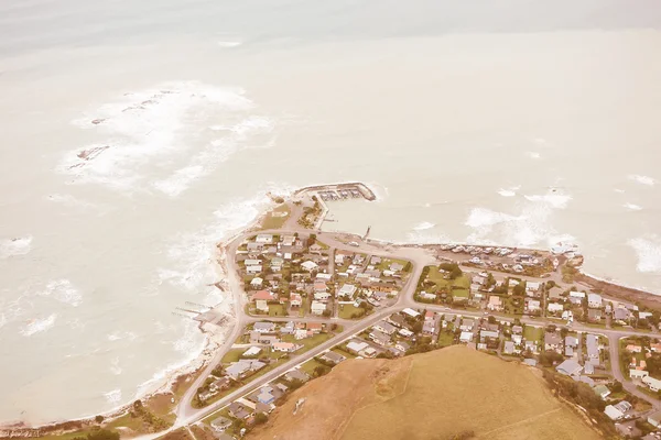 Retro looking Sea view in Kaikoura — Stock Photo, Image