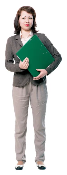 Destul de tânără femeie cu folder Cutout fotografie — Fotografie, imagine de stoc