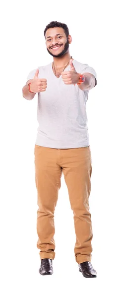 Cheerful Latino Man Thumbs Up Cutout — Stock Photo, Image