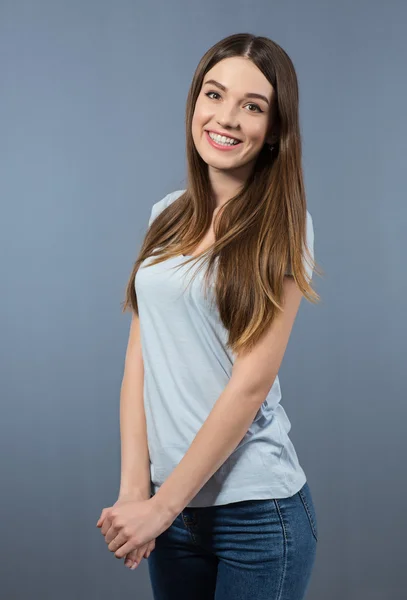 Positive girl expressing gladness — Stock Photo, Image