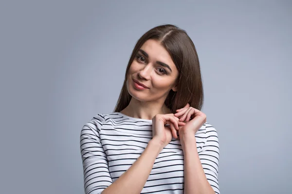 Nice pleasant girl looking at you — Stock Photo, Image