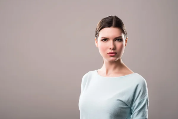 Pleasant girl standing isolated — Stock Photo, Image