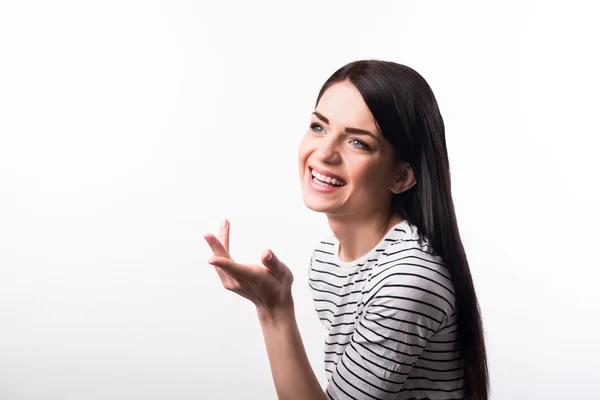 Cheerful girl standing isolated — Stock Photo, Image