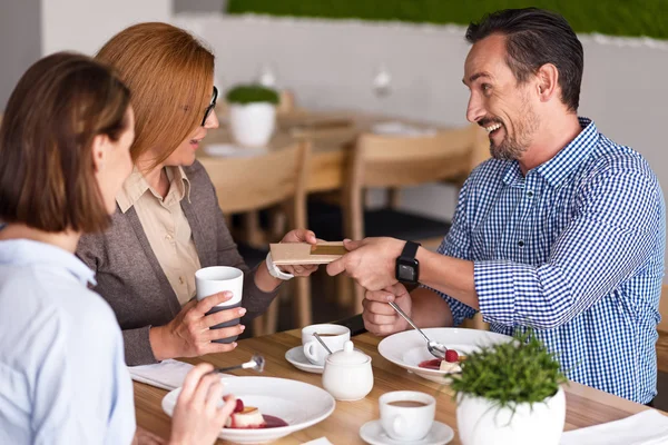 Cheerful colleagues having a lunch — Stock Photo, Image