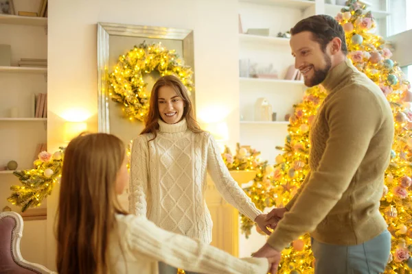 Cute family spending christmas together at home — Stock Photo, Image