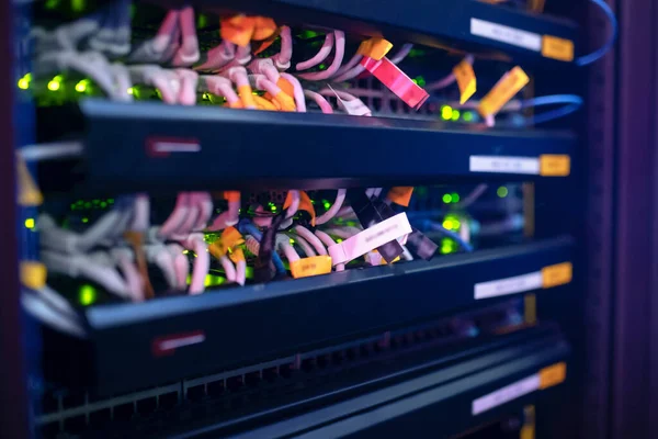 Kabel i kabelrännor i datacentret — Stockfoto