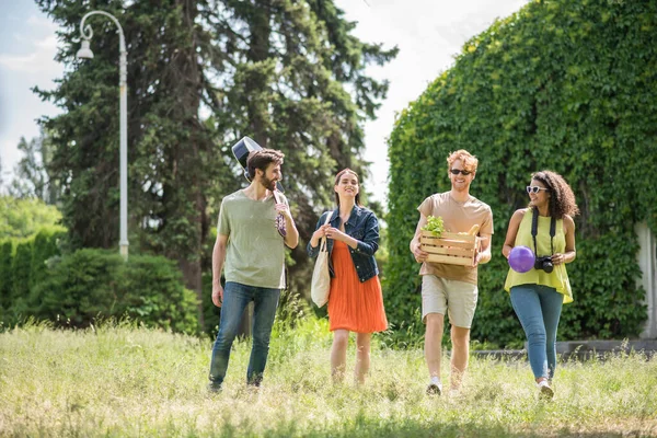 Ungdomsgrupp på picknick i naturen — Stockfoto