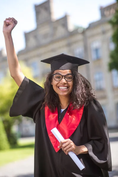 Young graduate feeling happy and excited on a video call — Stock Photo, Image