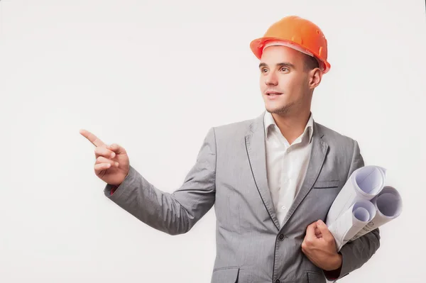 Young handsome architect engineer posing — Stock Photo, Image