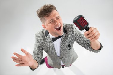 Mc singing in microphone clipart