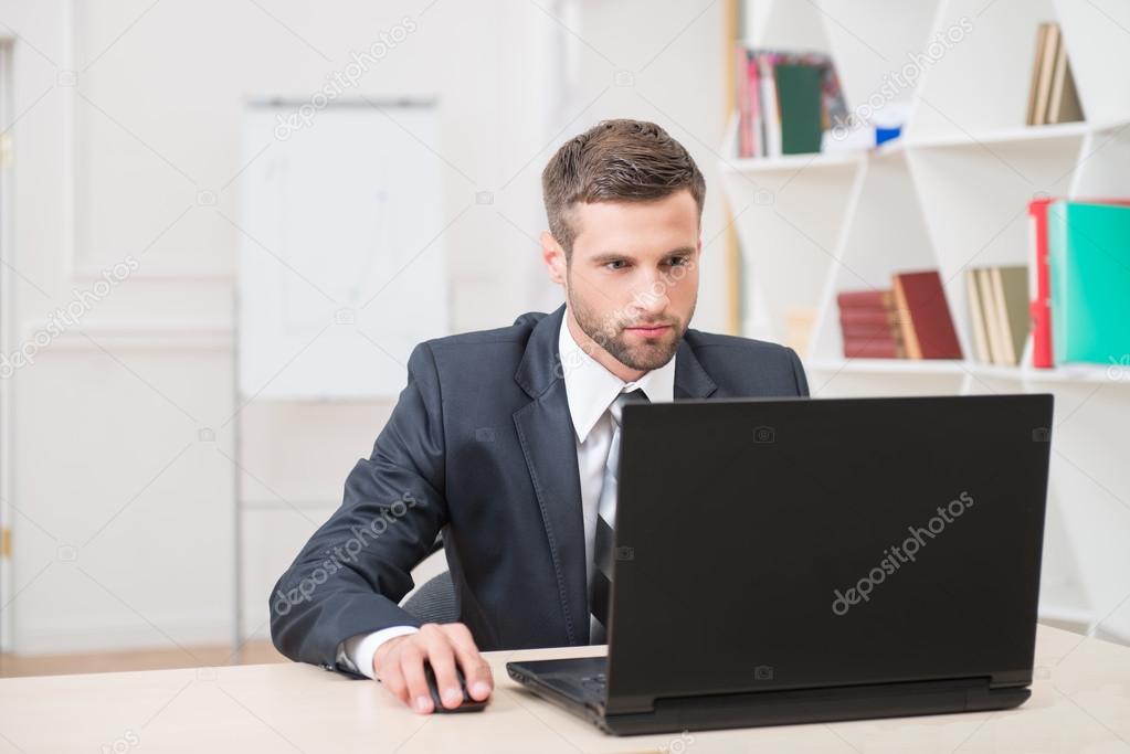 Businessman working with laptop