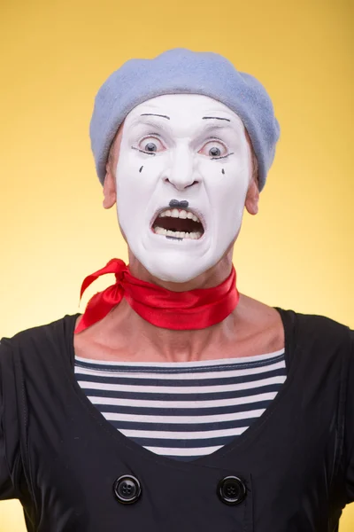 Portrait of scared mime — Stock Photo, Image