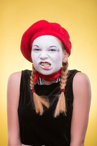 Porträtt av kvinnliga mime — Stockfoto