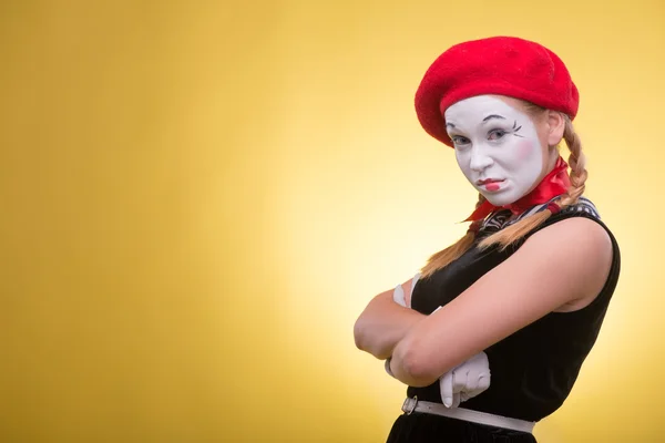 Retrato de mímica feminina — Fotografia de Stock