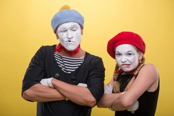 Couple of two funny mimes — Stock Photo, Image
