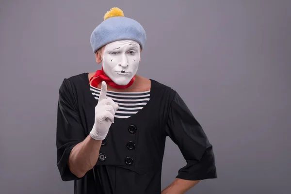 Mime showing sign Attention — Stock Photo, Image