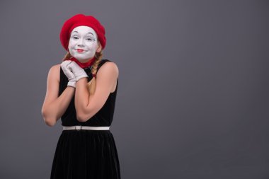 Portrait of female mime with white funny face clipart