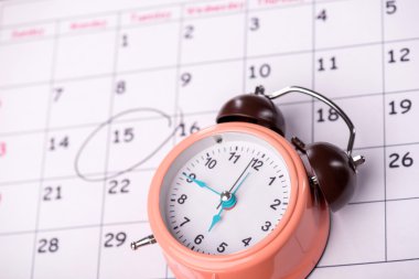Close-up photo of calendar with a datum circled clipart