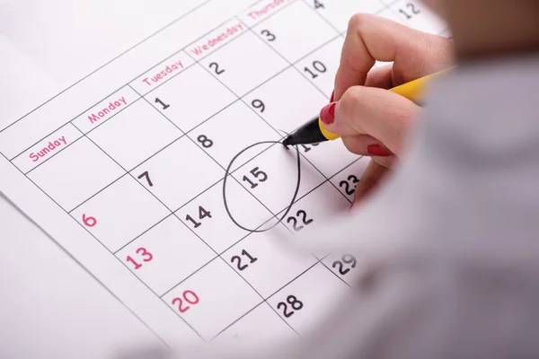 Close-up photo of calendar with a datum circled Royalty Free Stock Photos