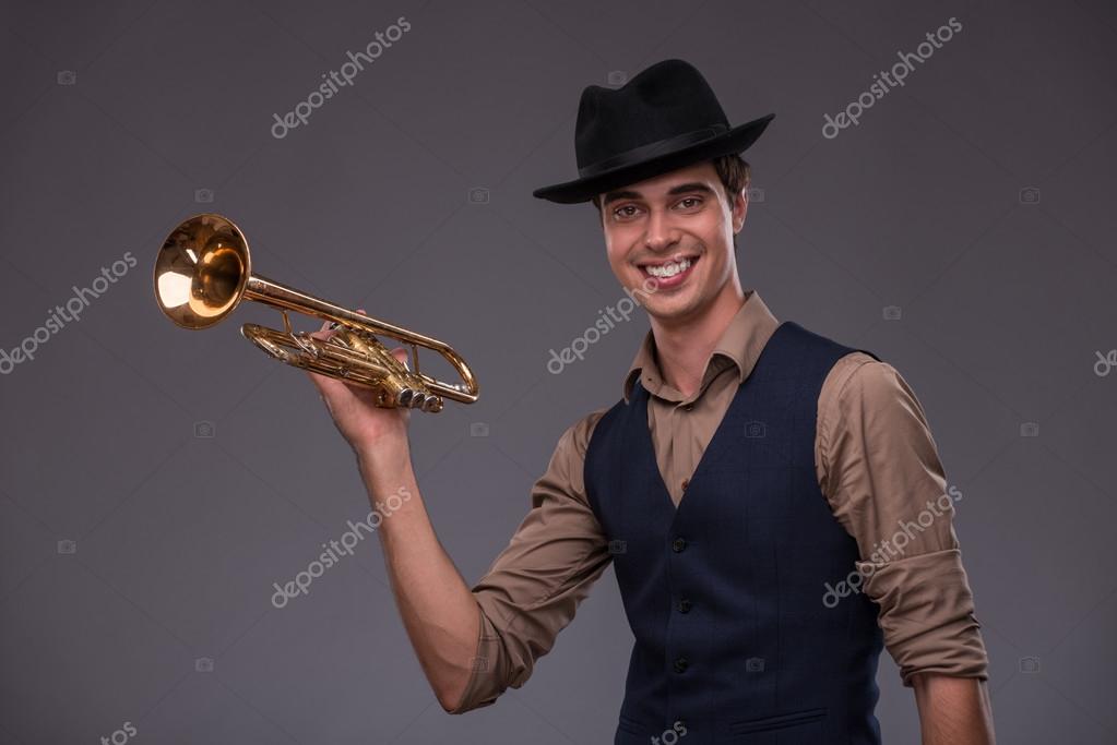 Handsome young jazz man Stock Photo by ©Dmyrto_Z 55479457