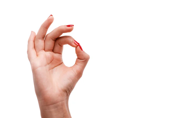 Woman hand showing us that everything ok — Stock Photo, Image