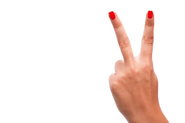 Woman hand showing us the number two — Stock Photo, Image