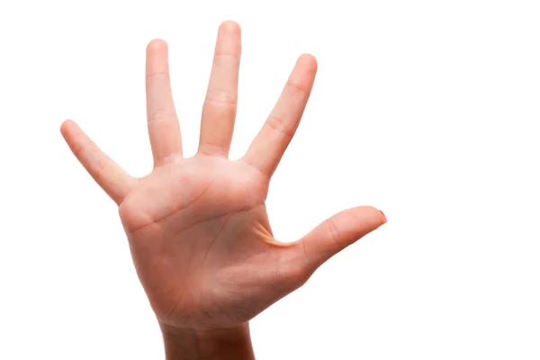 Frauenhand zeigt uns die Zahl fünf — Stockfoto