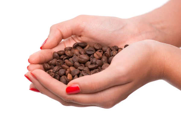 Woman hands  holding  coffee beans — Stock Photo, Image