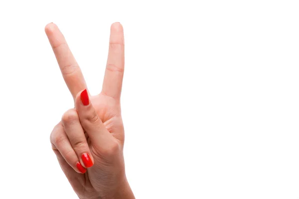 Woman hand showing us the number two — Stock Photo, Image