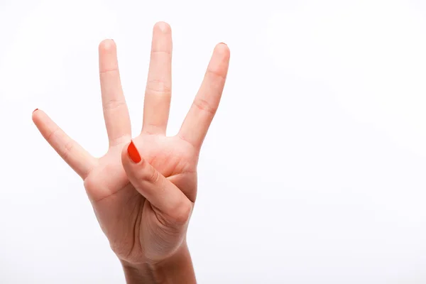 Hand with number four — Stock Photo, Image